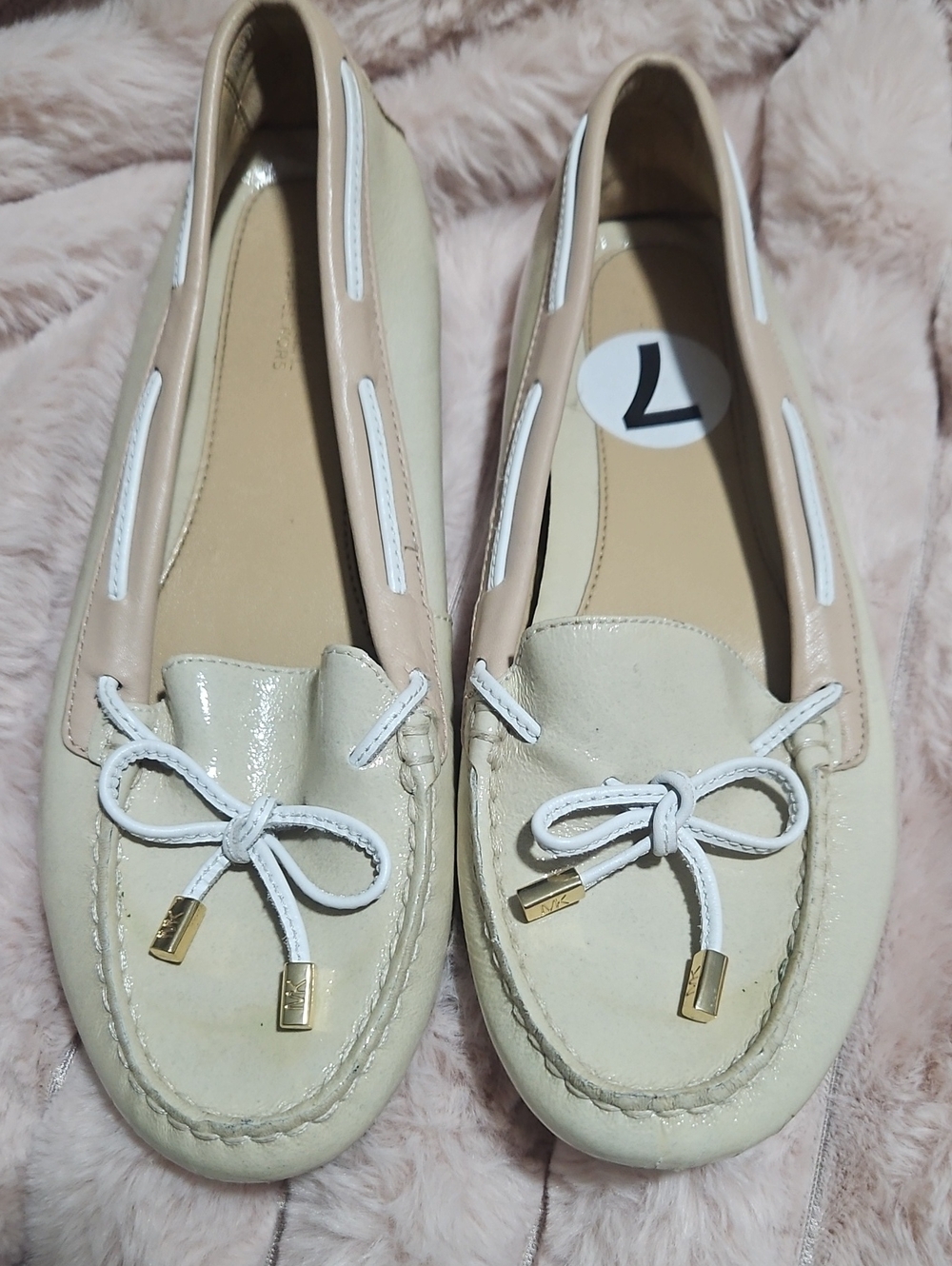 MICHAEL Michael Kors Cream and Beige Bow Tie Moccasin Loafers